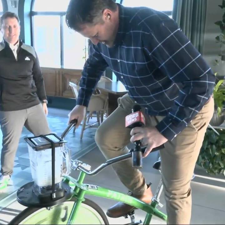 Keith Kaiser blends his own margarita on a bike